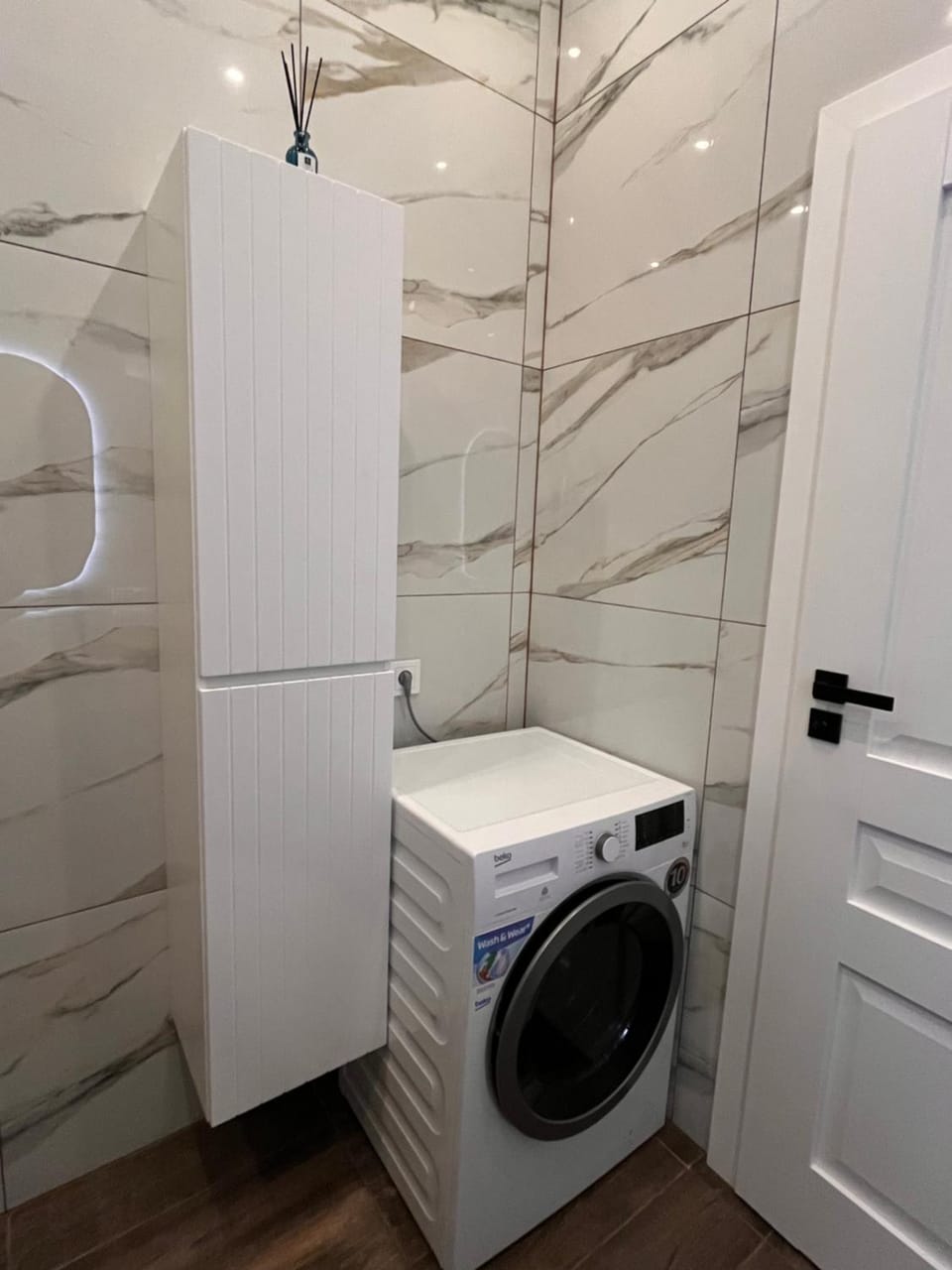 Bathroom, washing machine, dryer