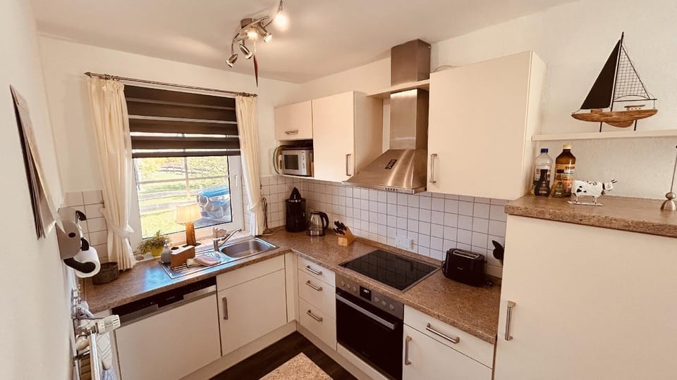 Kitchen or kitchenette, Dining area, dishwasher, stove, toaster