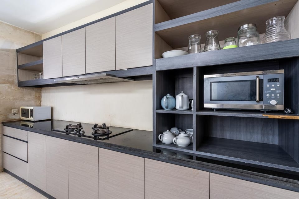 Kitchen or kitchenette, dishwasher, stove