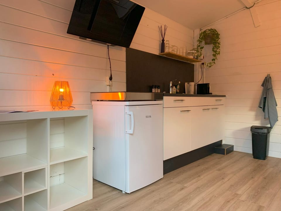 Kitchen or kitchenette, stove