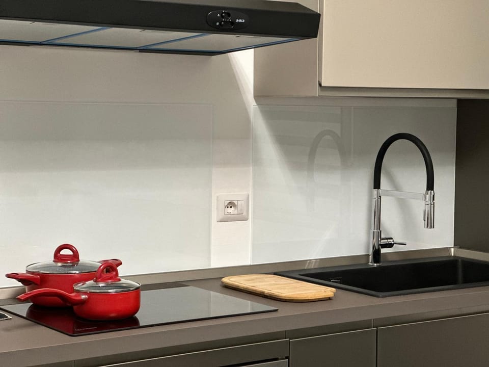 Kitchen or kitchenette, stove