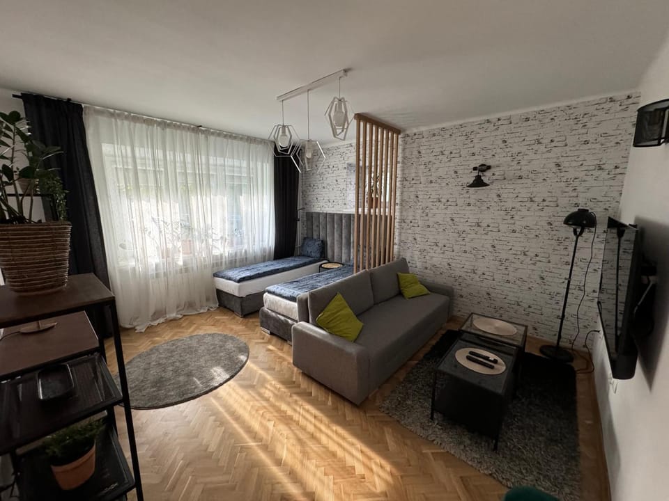Bed, Living room, Seating area