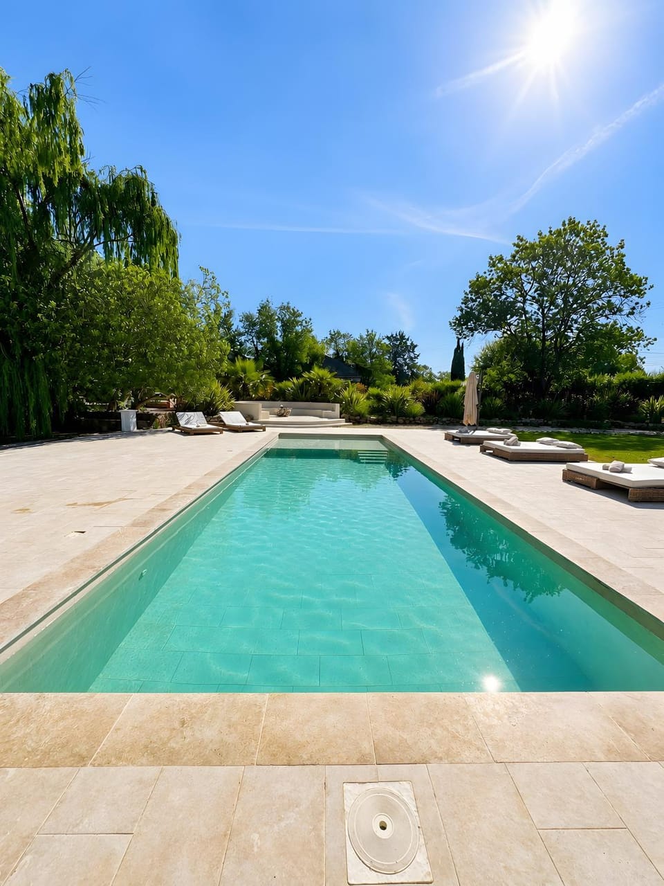 Property building, Living room, Swimming pool
