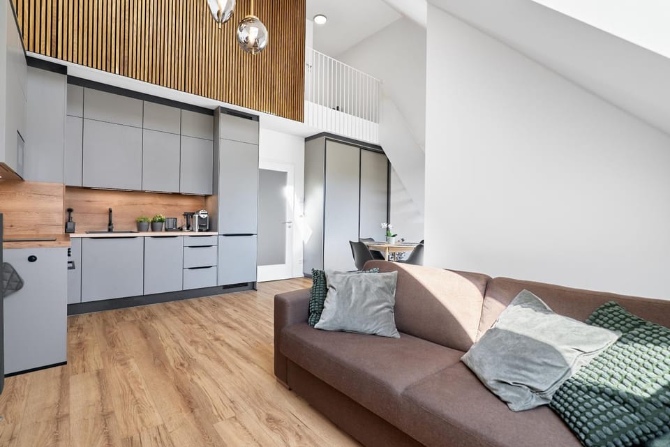 Kitchen or kitchenette, Living room, Seating area, stove