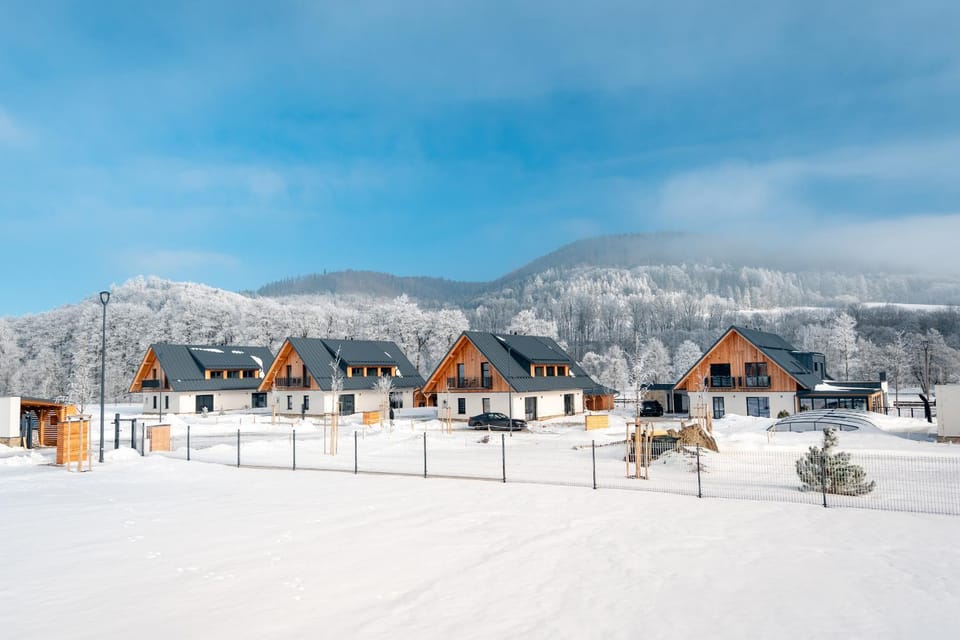 Property building, Winter, Garden