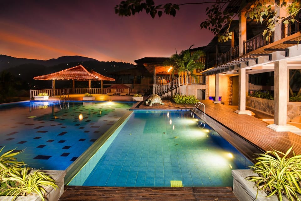 Property building, Night, Pool view, Swimming pool