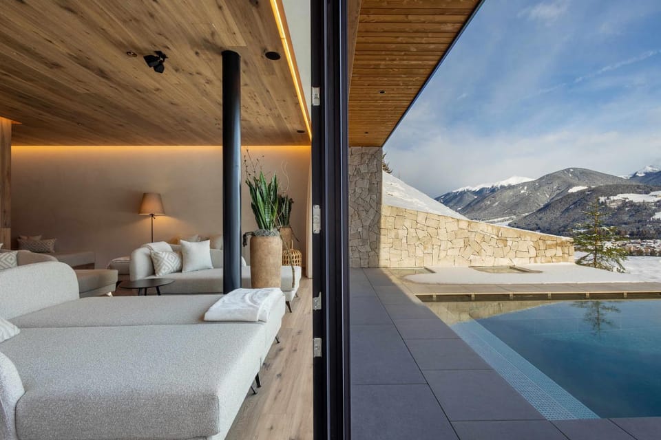 Property building, Living room, Swimming pool