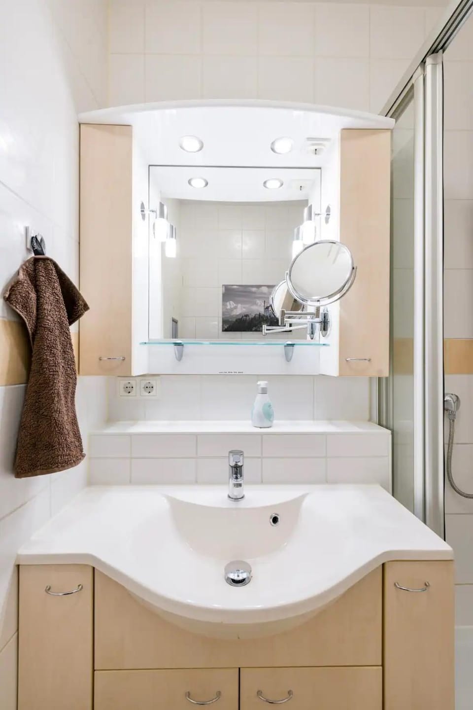 Shower, Toilet, hair dryier, towels