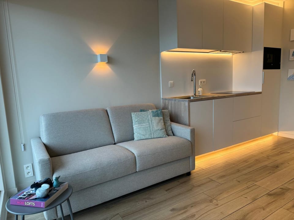 Kitchen or kitchenette, Living room, Seating area