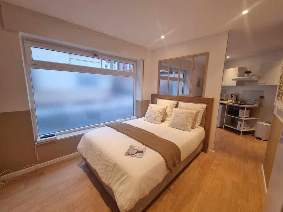 White cozy maxi studio Apartment in Calais
