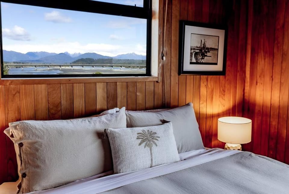 Bed, Natural landscape, Mountain view, River view