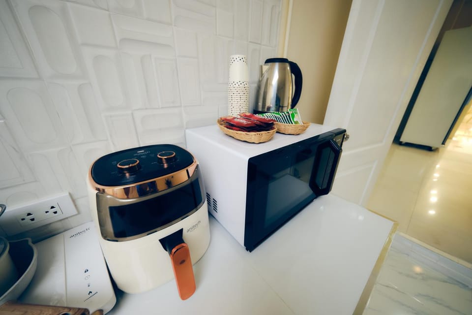 Kitchen or kitchenette, stove