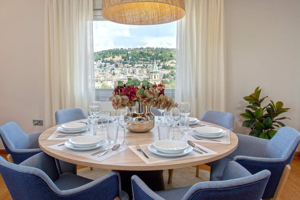 Natural landscape, Living room, Seating area, Dining area, Mountain view