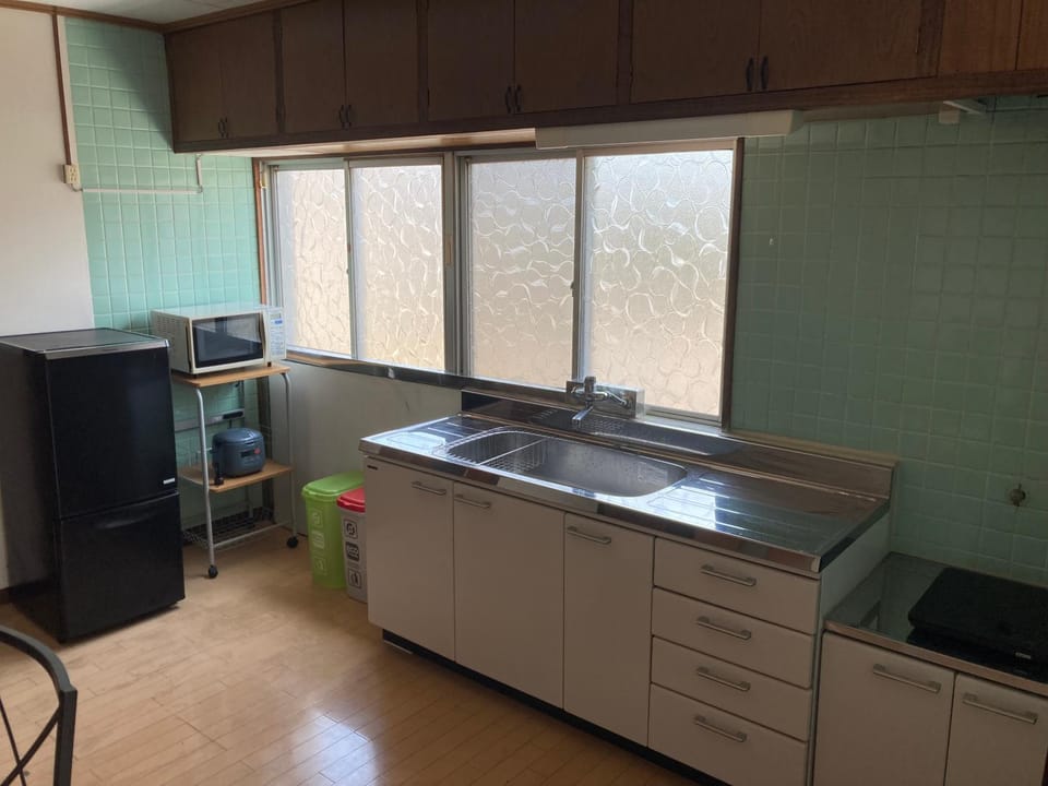 Kitchen or kitchenette, stove