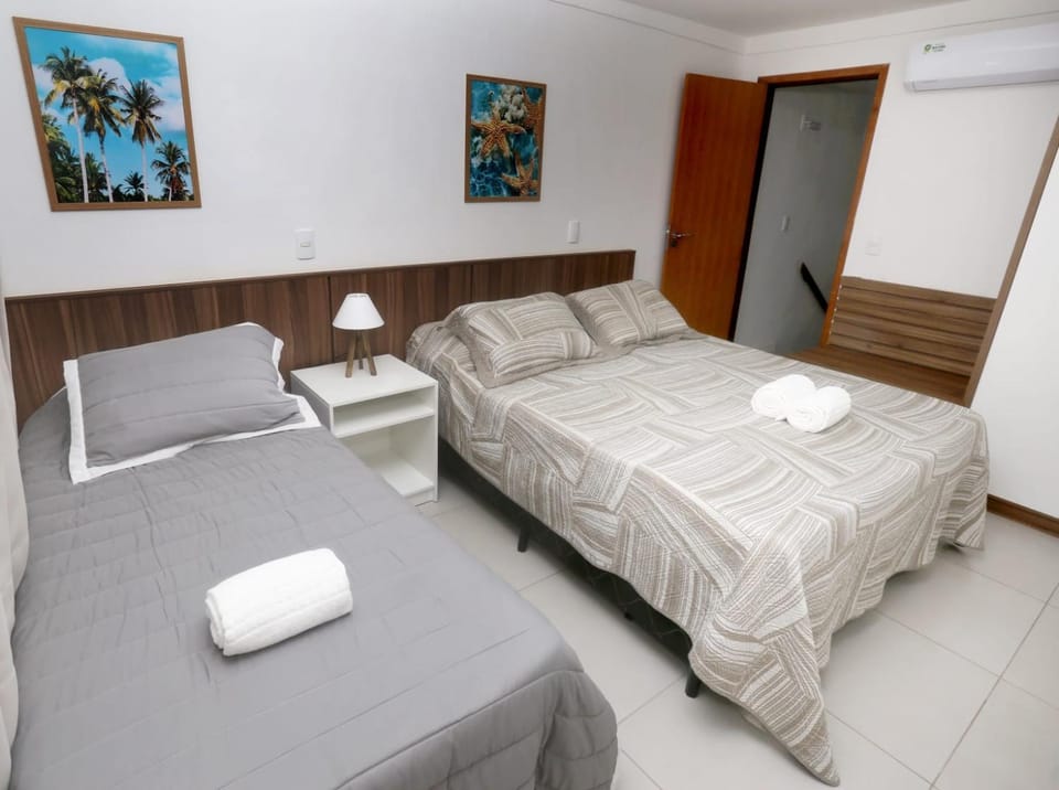 Bed, Bathroom, Photo of the whole room, Bedroom, towels, wardrobe, air conditioner