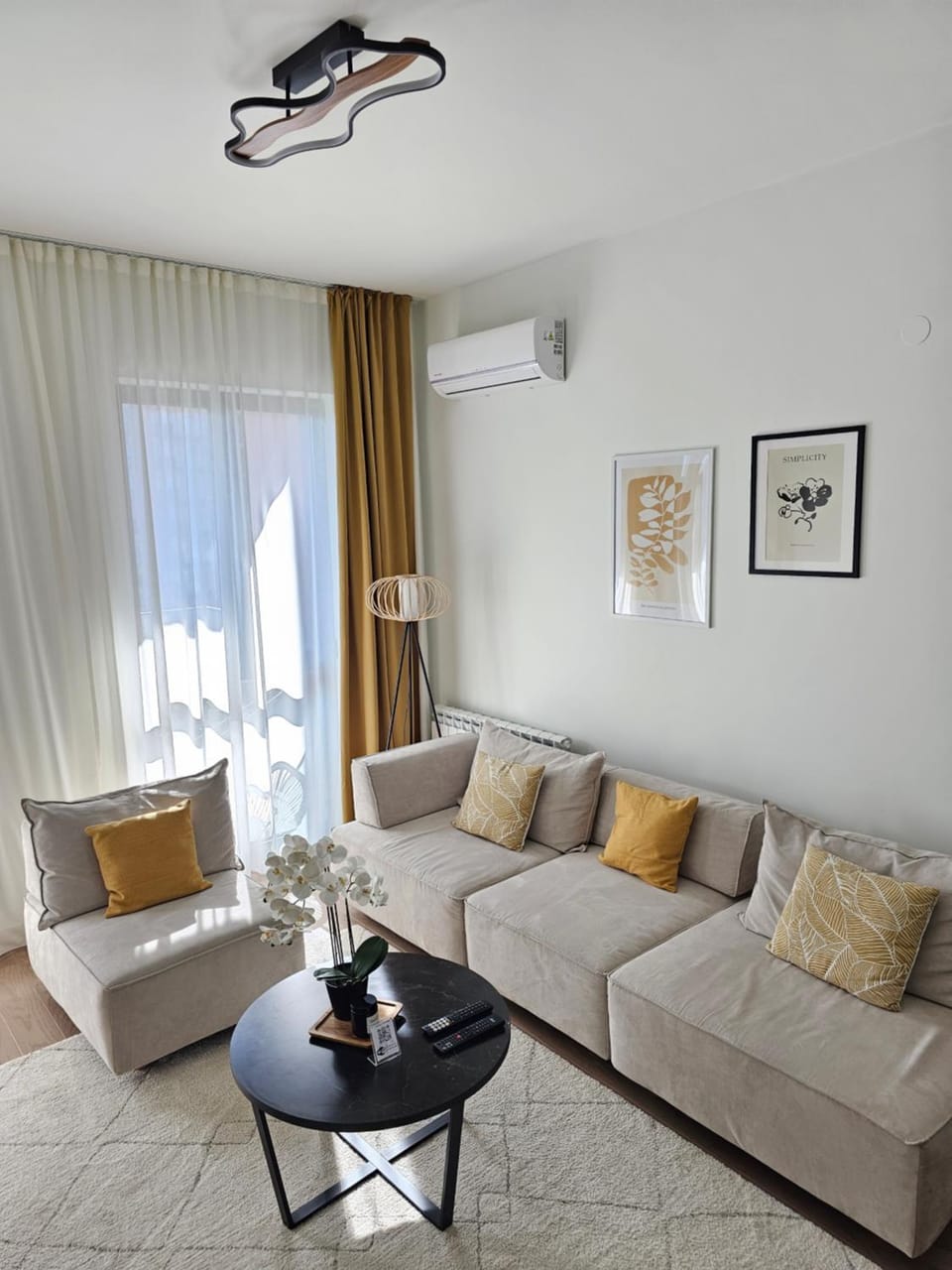 Living room, Seating area, air conditioner