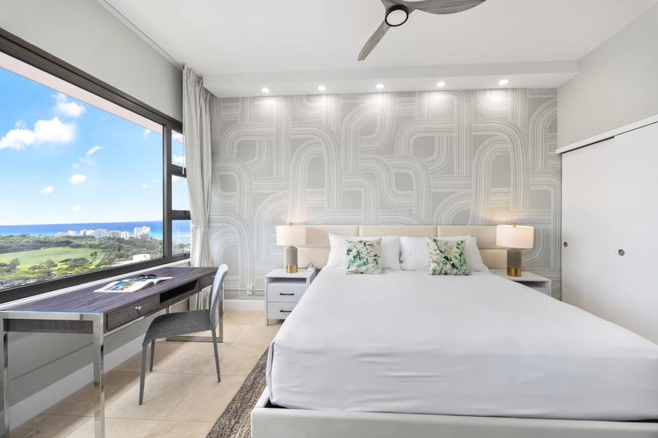 Bed, Bedroom, Sea view