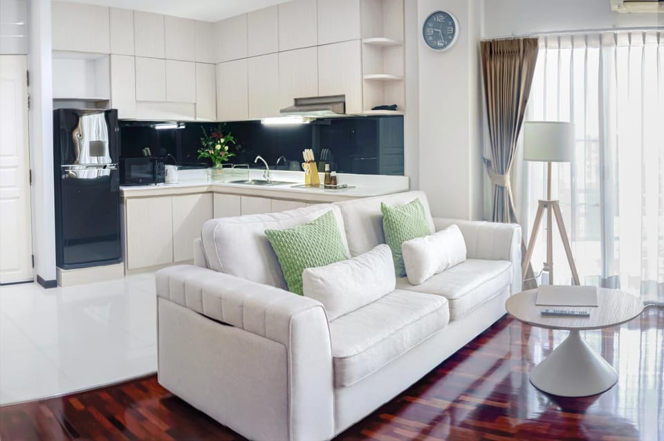 Living room, kitchen