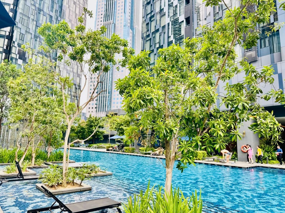 Property building, Day, Natural landscape, Garden, Garden view, Pool view, Swimming pool