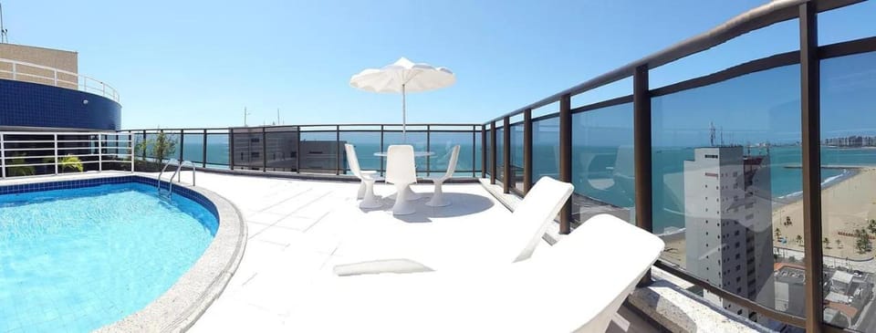 View (from property/room), Balcony/Terrace, Sea view, Swimming pool, sunbed