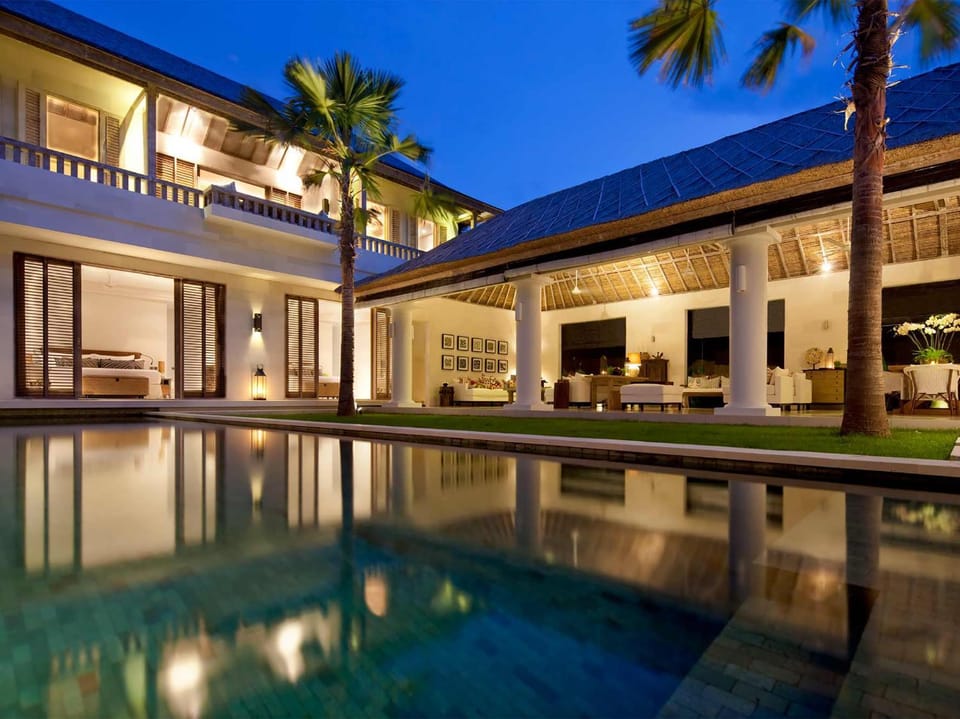 Property building, Night, Living room, Dining area, Bedroom, Swimming pool, Swimming pool