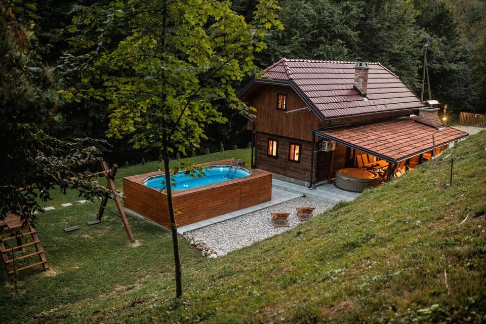Property building, Natural landscape, Garden, Garden view, Pool view, Swimming pool