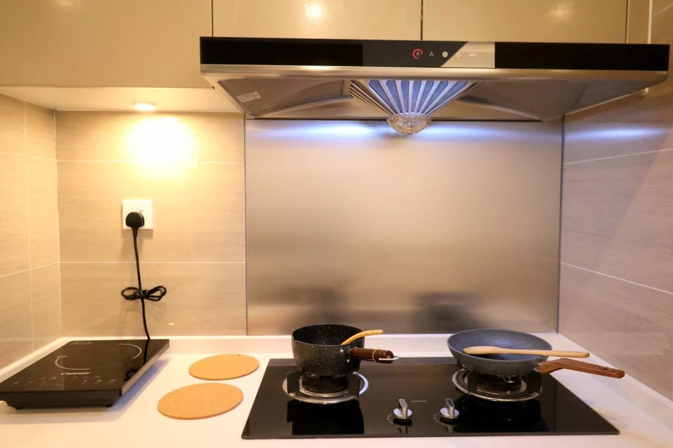 Kitchen or kitchenette, stove