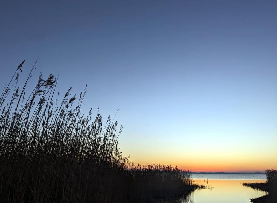 Natural landscape, Lake view, Sea view, Sunset