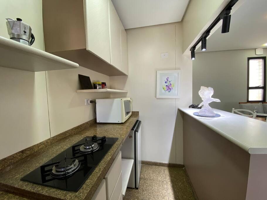 Kitchen or kitchenette, microwave, minibar, stove