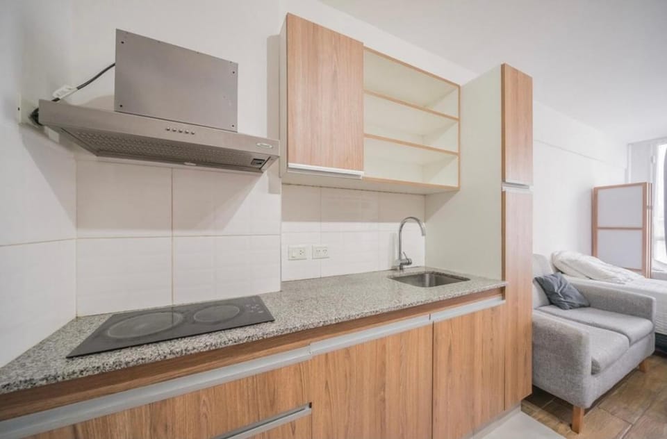 Kitchen or kitchenette, stove
