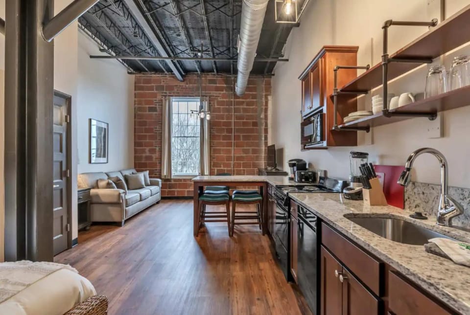 Kitchen or kitchenette, stove