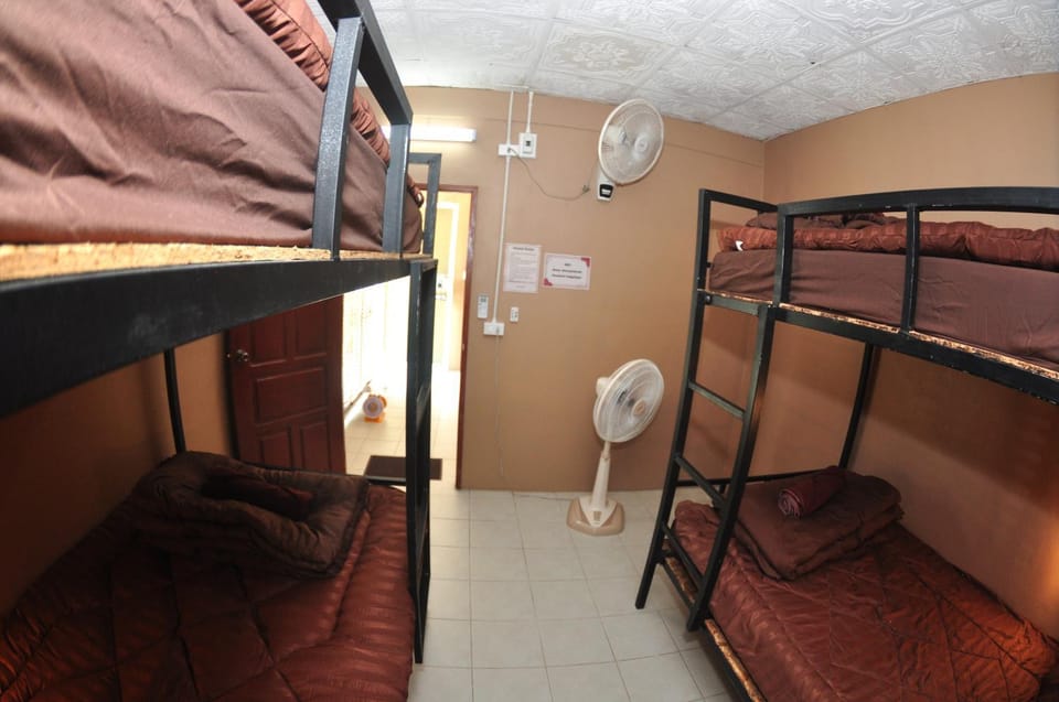 Photo of the whole room, bunk bed, air conditioner