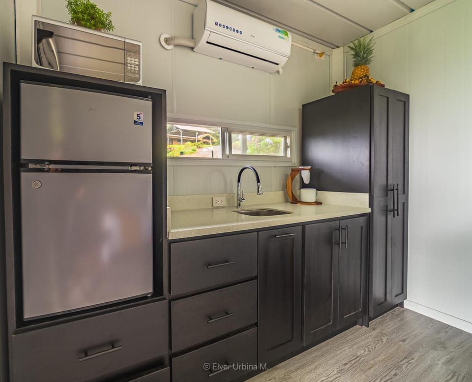 Kitchen or kitchenette, stove