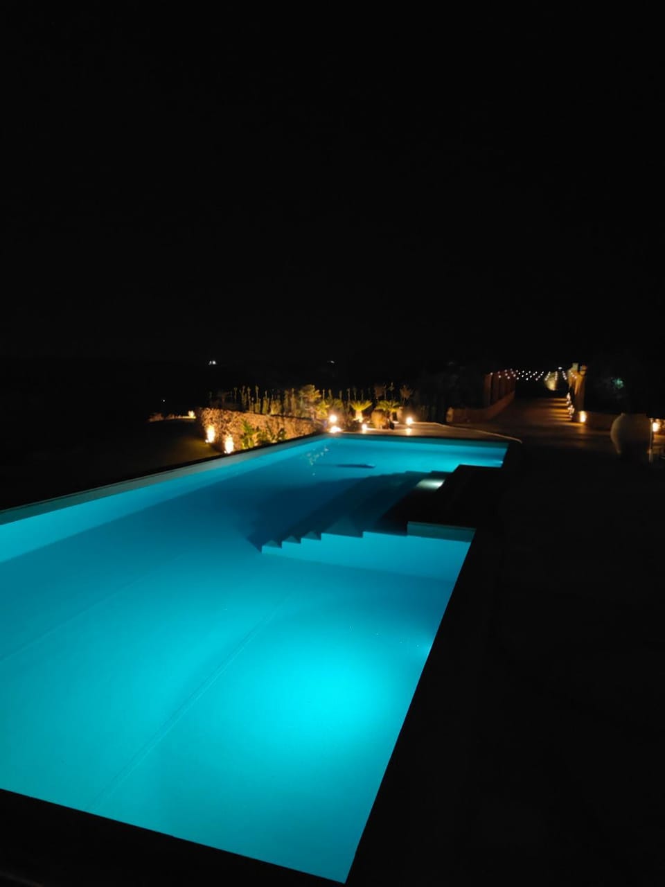 Night, Pool view, Swimming pool, Swimming pool