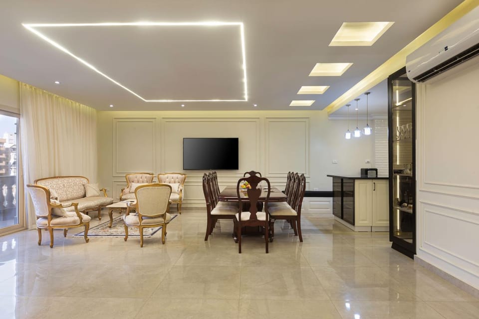 Living room, Seating area, Dining area, air conditioner
