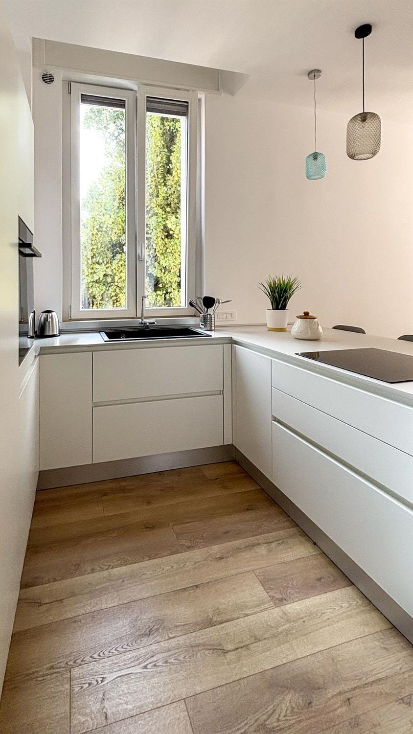 Kitchen or kitchenette, stove