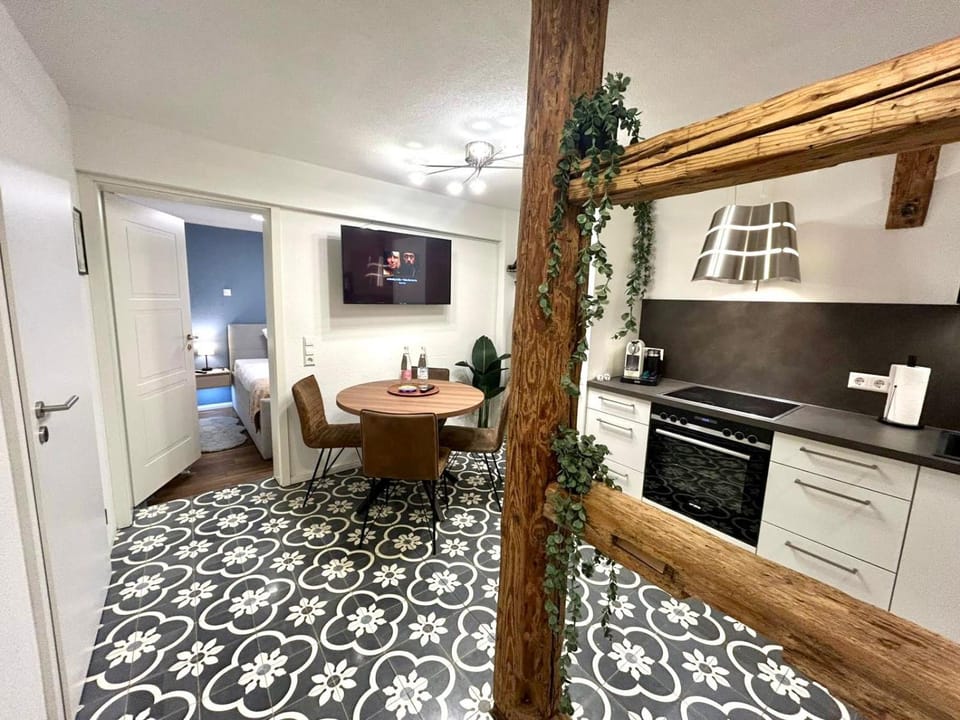 Bed, TV and multimedia, Kitchen or kitchenette, Photo of the whole room, Dining area, Bedroom, oven, stove