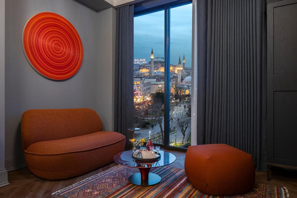 Seating area, City view