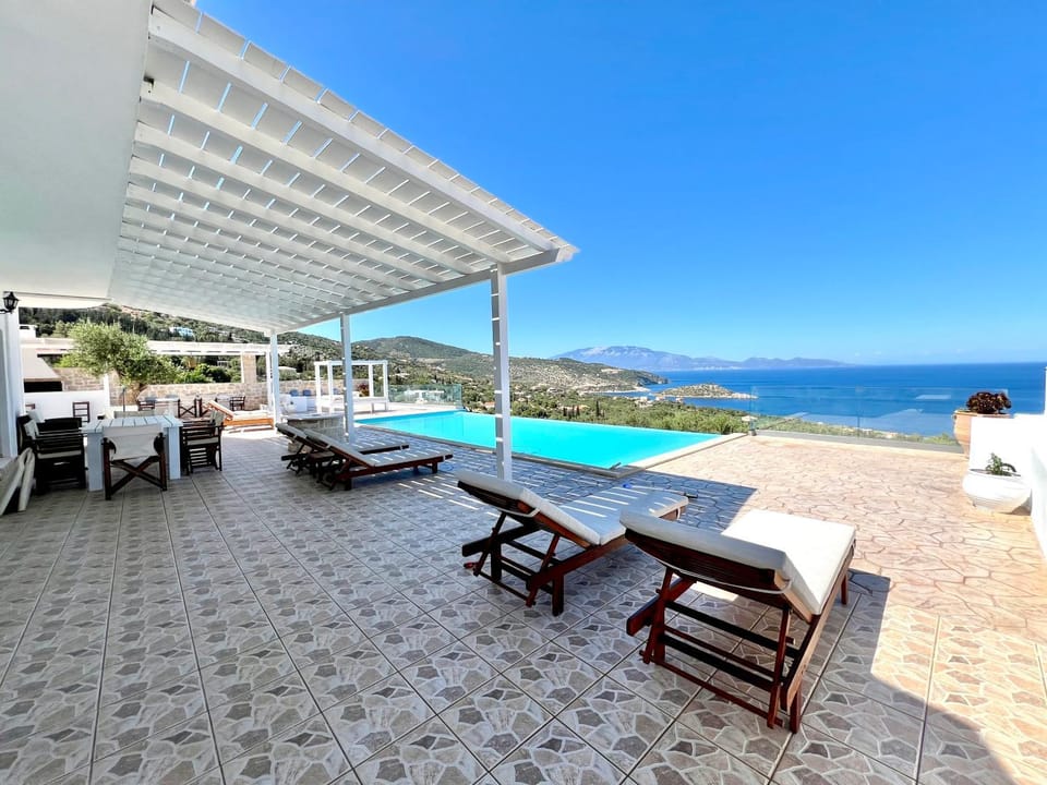 Patio, View (from property/room), Balcony/Terrace, Pool view, Sea view, Swimming pool, sunbed