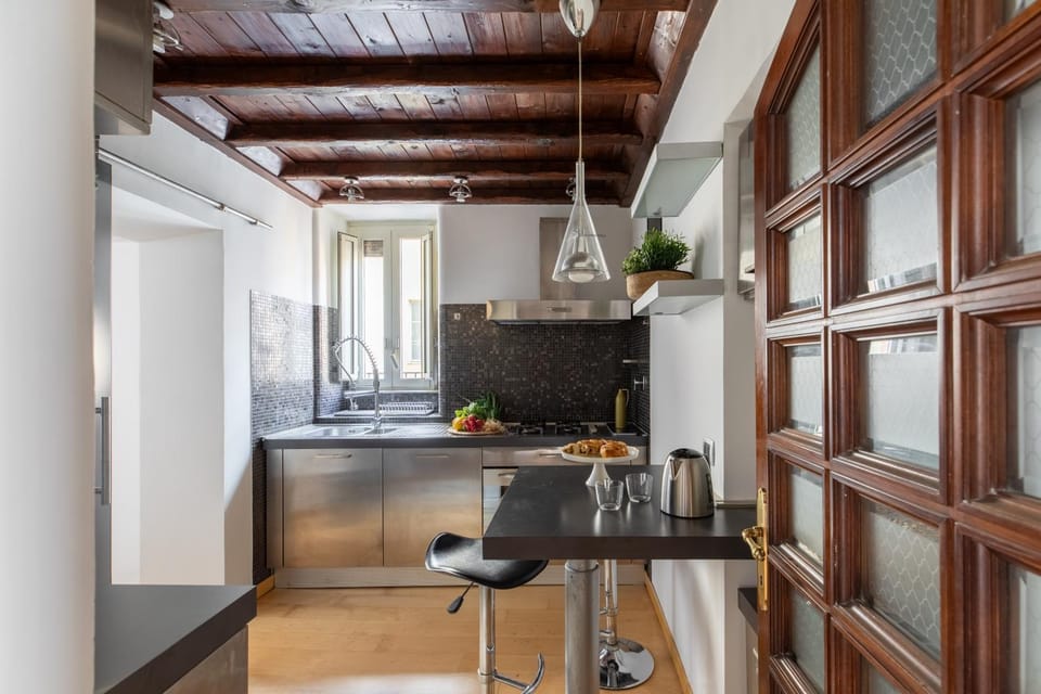 Kitchen or kitchenette, stove