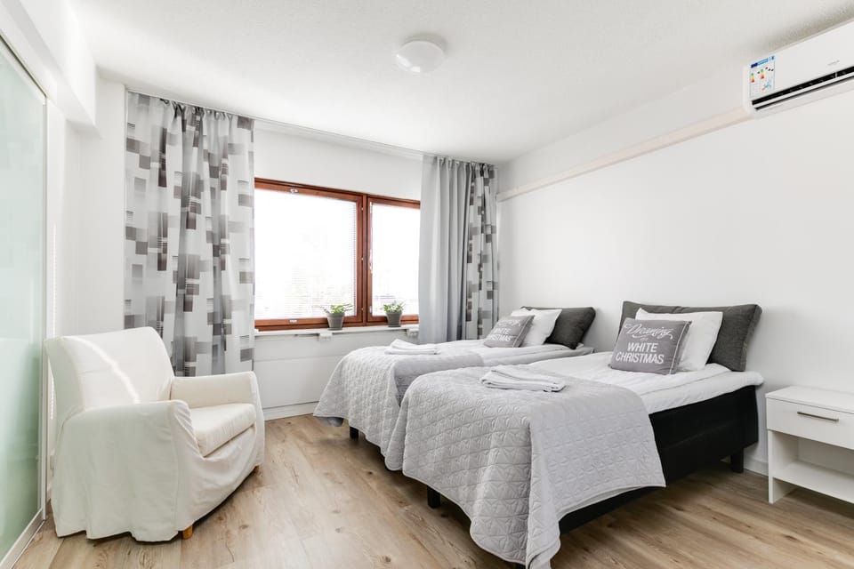 Bed, City view