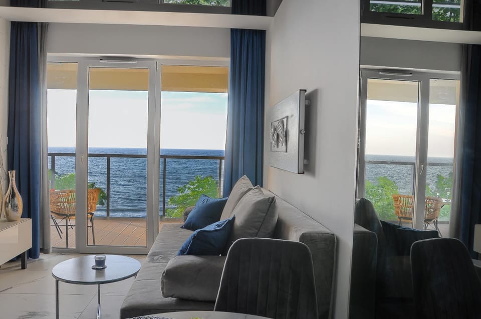 Natural landscape, Living room, Seating area, Sea view