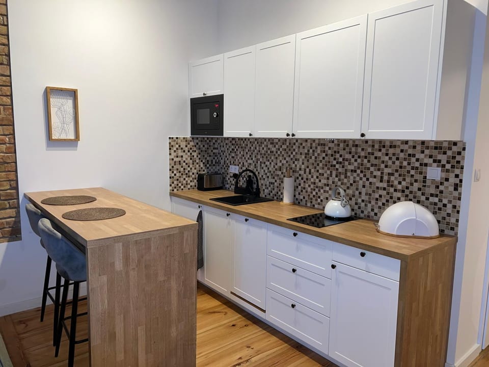 Kitchen or kitchenette, minibar, stove, toaster