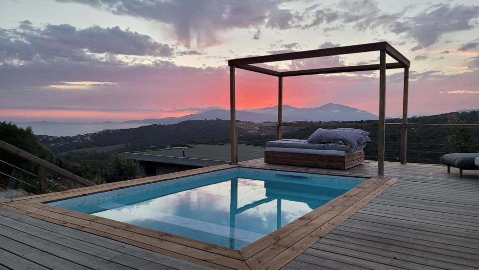 Property building, Living room, Bedroom, Swimming pool