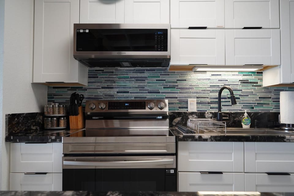 Kitchen or kitchenette, Decorative detail, microwave, oven, stove