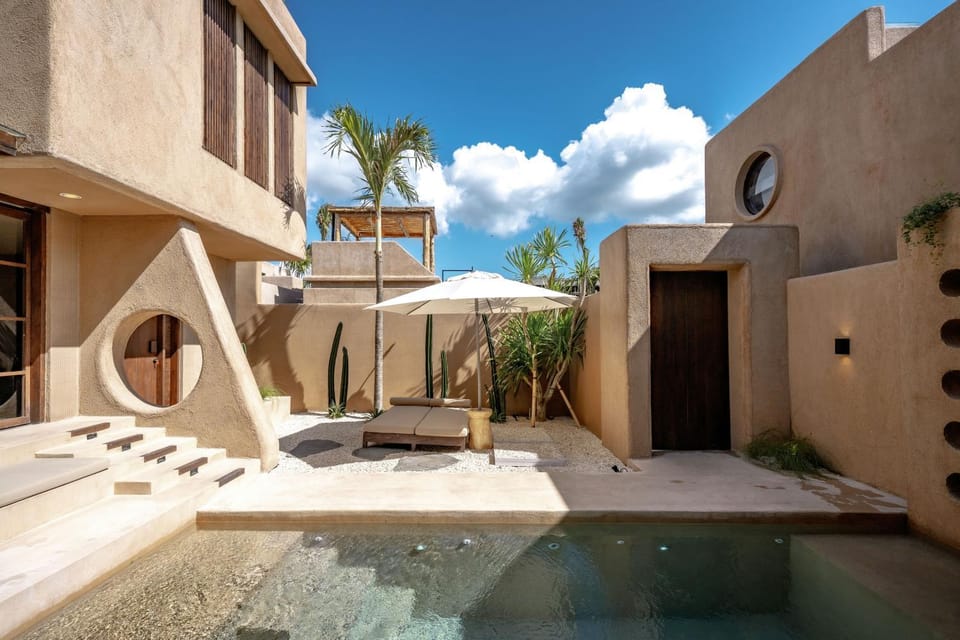 Property building, Pool view, Swimming pool, sunbed