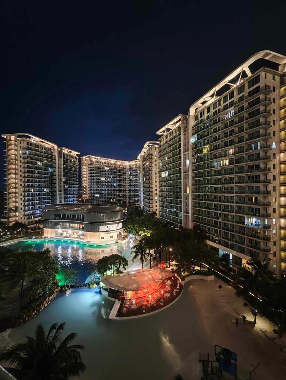 Night, Pool view, Swimming pool