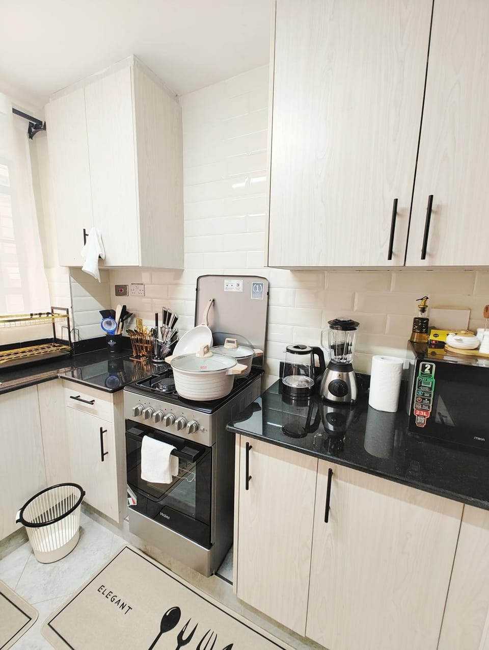 Kitchen or kitchenette, stove