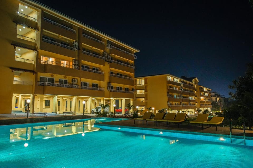 Property building, Night, Pool view, Swimming pool