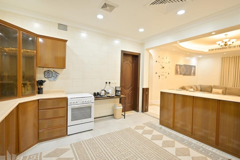 Kitchen or kitchenette, stove